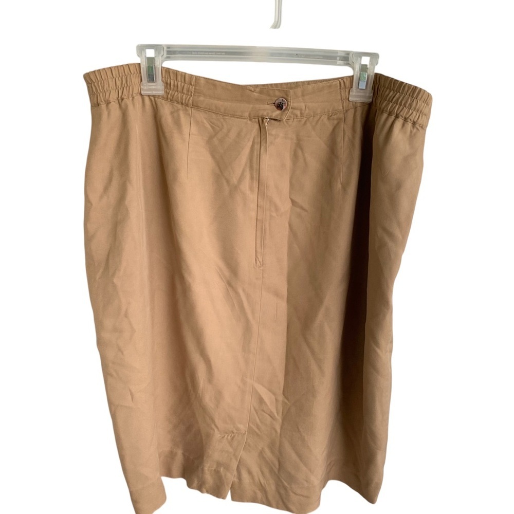 August Silk Tan Skirt with Button Detail